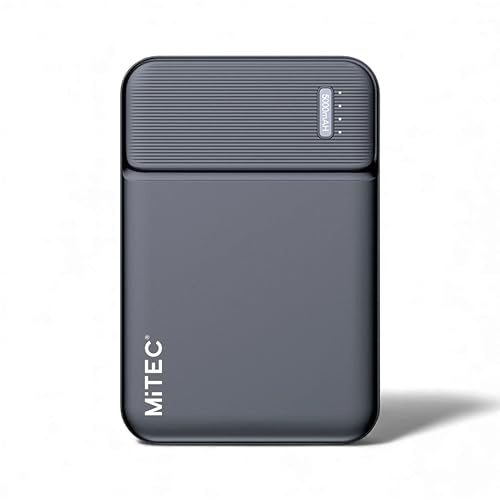 MiTEC MiPOWER Power Bank - Black Universal Portable Power Bank with USB Output for Emergency Charging of Phones and Other Devices (5,000mAH)