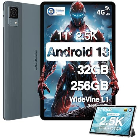DOOGEE T30 Ultra Tablet 11 Pollici, 32GB RAM+256GB ROM/TF 2TB, Tablet Android 13, Tablet in Offerta G99, Tablet Gaming, Dual SIM 4G LTE Tablet PC | GMS | 8580mAh | GPS | Widevine L1 | TÜV SÜD | OTG