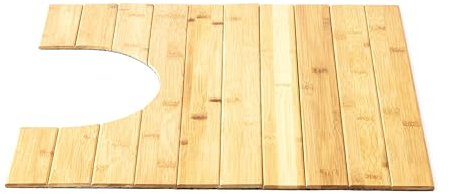 HomeBee® Badematte aus Bambus rutschfest - FSC®-Zertifiziert – Badteppich für das Badezimmer, Bambusmatte, Holz Duschvorleger als Badematte (Rund)