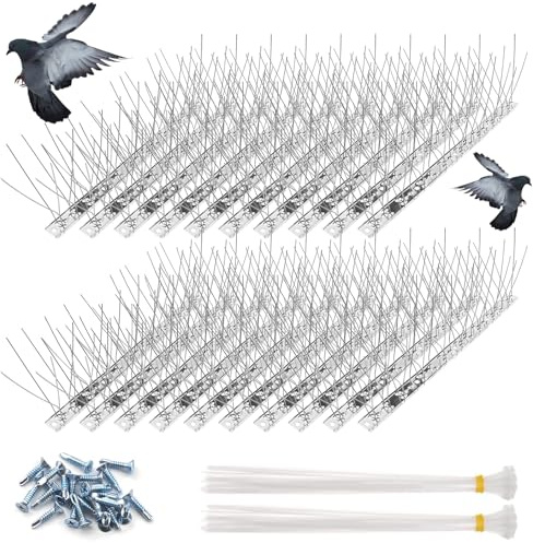 Newpop 20 Stück 33cm Taubenabwehr Spikes, Vogelschreck Vogelabwehr Balkon | Edelstahl Vogelspikes, Vogelschutz für Dach, Spatzenabwehr für Zaun, Garten, Balkongeländer, Dachbalken