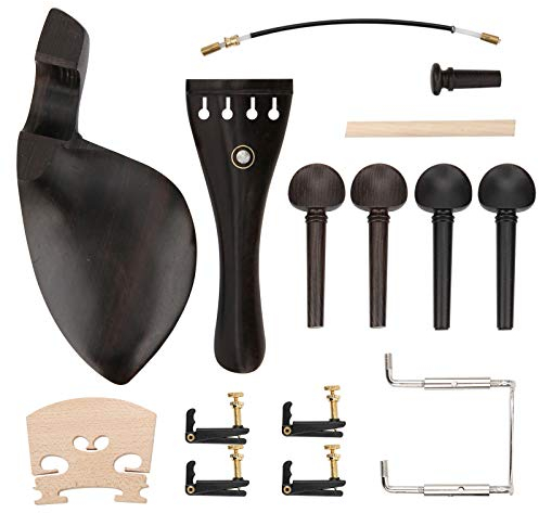 VGEBY Violinen-Zubehör, 4/4-Geigen-Montagesatz, Ahorn-Steg, Ebenholz-Stimmwirbel, Kinnhalter, Endpin-Mechaniken, Steg-Soundpost-Satz, Geigenteile-Zubehör