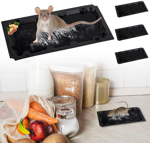4 Piezas Trampas para Ratas, Almohadillas De Pegamento Antiratas De Trampa De Ratas, Placas Pegajosas Impermeables,Adecuados para El Garaje del Balcón del Dormitorio De La Cocina