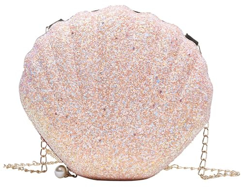 YGCHEN Conchiglia Borsa a Tracolla Donna Borsetta Cassetta Paillettes Borse a Mano Conchiglie Borsa da Sera Elegante Borsa a Spalla Rosa Borsetta Tracolla