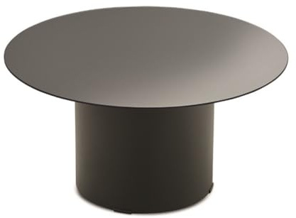 Mondo Viro Runder Beistelltisch Dixon mit Metallfuß und Glasplatte (Rauchspiegel, Schwarz, unten - cm Ø60x30h)