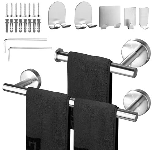 Set Porta Asciugamani da Bagno, Accessori Bagno Acciaio inossidabile Portasciugamani, Porta Carta Igienica, Anello Gancio per Accappatoio, Bagni, Servizi Igienici