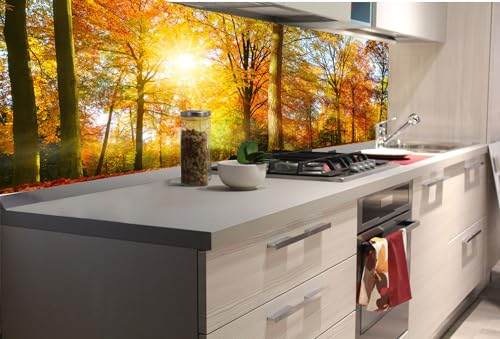 Dimex Küchenrückwand Folie Selbstklebend Bunte BÄUME 180 x 60 cm | Klebefolie - Dekofolie - Spritzschutz für Küche | Made in EU