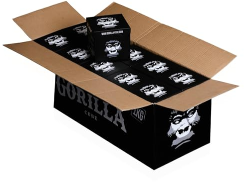Gorilla Cube - 20 kg Premium Shisha Kohle | Nachhaltige Kokosnuss-Bio-Naturkohle mit Langer Brenndauer | Hochwertige Kokosnusskohle für Wasserpfeife & Grill | 27x27x27 mm Shisha Kohle (20 KG, 27 MM)