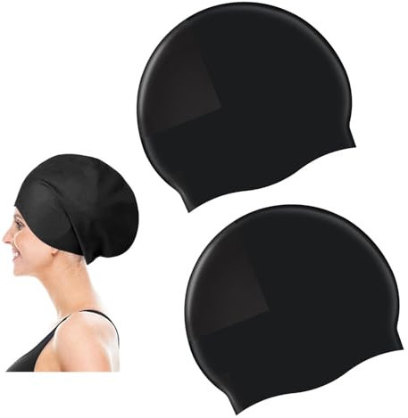SSKHE 2Pcs Bonnet de Natation en Silicone, Durable, Imperméable et Anti-déchirure, Confortable, pour Tous, Enfants, Adultes, Protection des Cheveux Longs et Courts