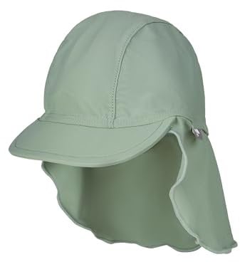 Sterntaler Schirmmütze Uni – Unisex Baby Sommermütze und Nackenschutz – UV-Schutz 50+ Mütze aus Bademodenstoff – Leicht & schnelltrocknend – Kinder Kopfbedeckung - Bademode - Farbe mattgrün, Größe 49