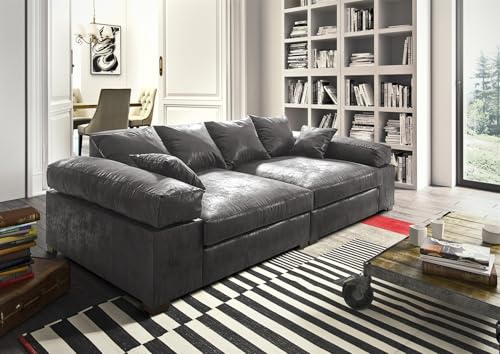 Fun Möbel Big Sofa Couchgarnitur Megasofa Riesensofa Arezzo in Stoff Gobi (Vintage-Optik) (Vintage Schwarz)