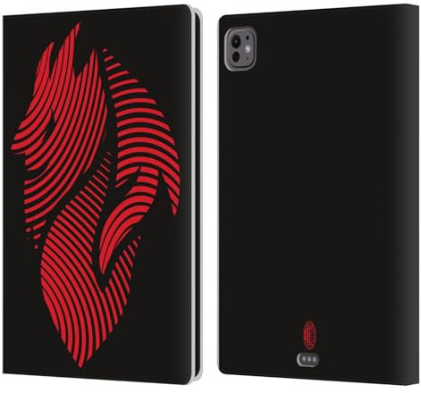 Head Case Designs Licenza Ufficiale AC Milan Logo Grafica Custodia Cover in Pelle a Portafoglio Compatibile con Apple iPad PRO 11 M4 2024