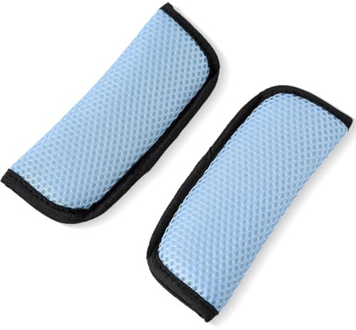 NJCXOLA 2 Stück Baby Sicherheitsgurt Schulterpolster, Universal Baby Autositz Gurtpolster Atmungsaktiv Schlafkissen Nackenstütze für Kinder Auto Gurtpolster für Autositze und Kinderwagen(Blau)