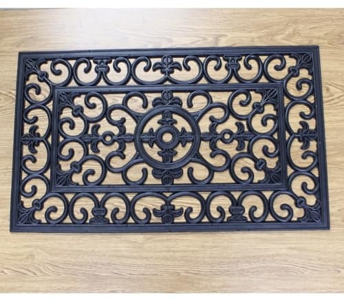 RAPIDE 75x45cm Fleur De Lis Design Classic Rubber Door Mat Entrance Rug Dirt Scraper