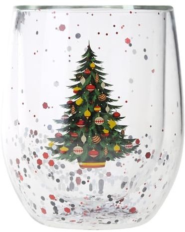XFUYI Christmas Tree Glass Mugs Double Wall Glass Mug Double-layer Glass Mug Coffee Cup Christmas Mug Tea Milk Cup