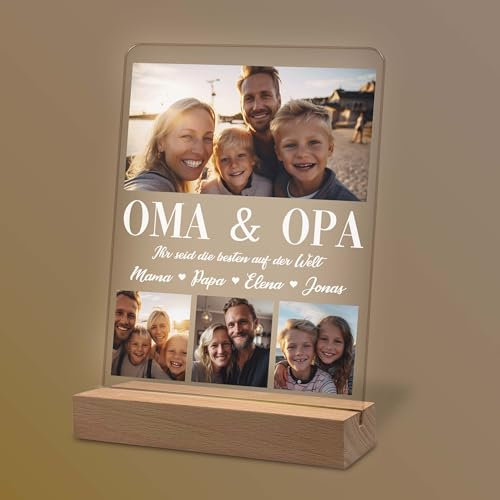 Yuweli Fotogeschenke | Personalisierte Geschenke für Omi Opi | Geschenk zum Geburtsag | Omas & Opas Geschenke mit eigenem Foto | Geschenkidee für Oma und Opa | Oma & Opa | Acrylglas
