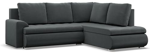 Mebligo - Ecksofa mit Schlaffunktion und 2 Bettkasten Dunkelgrau 230x89x200 (BxHxT) FORESTA - Rechts Eckcouch, Sofas & Couches, Couch L Form, Cauchsofa, Sofa Wohnzimmer, Ecke Sofa