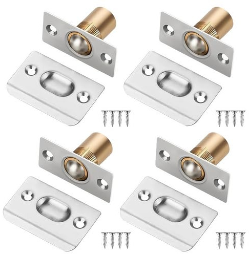 Internal Door Latch, 4Pack Door Latch Door Catches for Internal Doors | Solid Brass Spring Ball Catch Adjustable Tension Roller Ball Door Catches For Closet And Cabinet Doors
