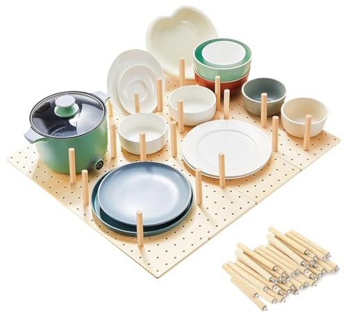 Organiseur de tiroir en bois perforé avec 32 bâtons réglables