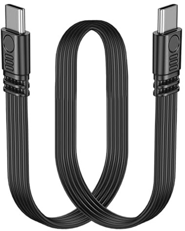 LANMINGLEL Short 90 Degree USB Type C 2.0 Flat Cable,PD 65W USB C 2.0 Fast Charge Cable,Short USB Type C Flat Soft Data Cable,Data & Fast Charging Sync Cord (Straight to Straight)