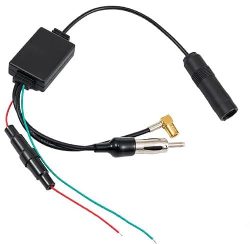 Alide DAB FM/AM Car Antenna Signal Amplifier Splitter SMB to DIN Active Adapter Compatible with All Brands DAB Car Radi