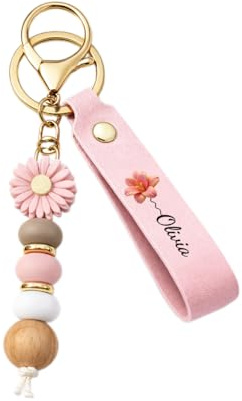 Cadeau Plus Port-clés Personnalisé Marguerite En Perles - Une Jolie Fleur Pour Femme - Porte clé mamie, Cadeau fete des mamie, porte cle fete des mere, porte clé femme, maman personnalisé