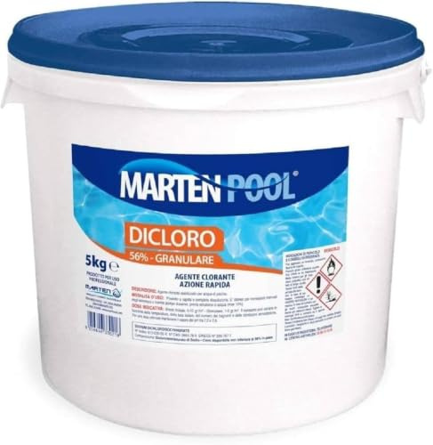 Cloro Granulare Stabilizzato 56% per Piscina 5 kg | Dicloro a Rapida Dissoluzione | Trattamento Shock e Mantenimento | Ideale per Piscine Fuori Terra e Interrate