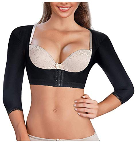 Chumian Damen Oberarme Schlanker Shaper Post Chirurgisch Kompression Ärmel Haltungskorrektur Figurformende Shapewear Körperhaltung Korrektor Nahtlose Shaping-Effekt Top, Schwarz, M
