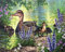 YEESAM ART DIY Ölgemälde Malen nach Zahlen Erwachsene Kinder, Enten Fluss Lila Blumen Zahlenmalerei ab 5 Öl Wandkunst (Enten, mit Rahmen)