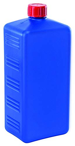 Betriebsausstattung24® Euroflasche - Leerflasche - 1000 ml - mit Schraubdeckel (rot) - blau - Material HD-PE