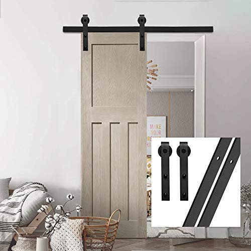 GIFSIN 18FT/549cm Sliding Barn Door Hardware Kit - Single Door, J-Shaped Hanger