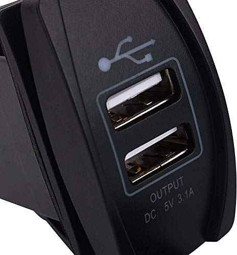 Cargador rápido USB dual para automóvil/motocicleta, DC 12V-24V LED azul Cargador USB dual Carling ABS plástico Interruptores basculantes ARB 5V 3.1A para