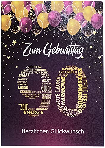 Libetui Cards Liebevolle Glückwunschkarte 90 Karte zum 90. Geburtstag Geburtstagskarte 90 A5 Karte Zahl 90 Glückwünschen Pink Lila Gold
