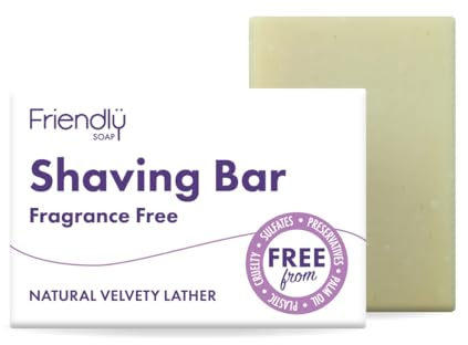 Friendly Soap Handmade Natural Fragrance Free Shaving Soap - Smooth, Gentle, Sensitive 95g