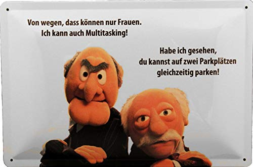 AGDeko André Günther Dekoration & Style Blechschild 20x30 Statler und Waldorf zum Thema Frauen Multitasking witzige Lebensweisheit der Muppet Show