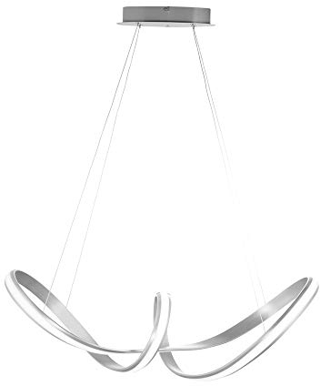 LED Pendelleuchte, stahlfarben, stufenlos dimmbar über SimplyDim, Memory Funktion, modern, warmweiße Lichtfarbe