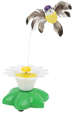 Qcwwy Elektrisches fliegendes Vogel-Katzenspielzeug, rotierendes Vogel-Katzenspielzeug Flatternder Klang lebensecht für Kätzchen Kleintiere