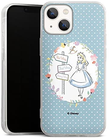 Slim Case extra dünn kompatibel mit Apple iPhone 13 Mini Silikon Handyhülle transparent Hülle Offizielles Lizenzprodukt Disney Alice im Wunderland