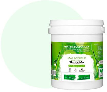 BOX DECO COULEURS Pintura de pared natural ecológica con aspecto mate interior Natura – 1 l/13 m², verde de agua