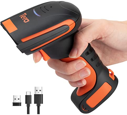 Tera Wireless Barcode Scanner 1D Laser Barcode Reader Bluetooth 2.4GHz Wireless USB-C Handheld Scanner Model L8100