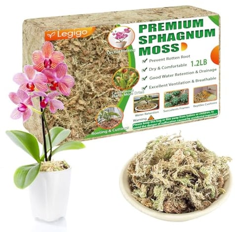 Legigo 500g Premium Sphagnum Moos - ergibt 25L Spagnummoos für Pflanzen | Speichert Wasser Torfmoos für Orchideen, Monstera, Sukkulenten, Fleischfressende Pflanzen & Stecklinge