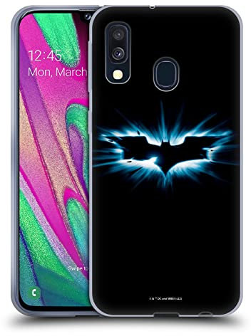 Head Case Designs Licenza Ufficiale The Dark Knight Logo Nero Grafica Custodia Cover in Morbido Gel Compatibile con Samsung Galaxy A40 (2019)