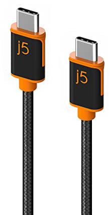 j5create Cavo di ricarica rapida da USB C a USB C 60W da 3 metri, a doppio intreccio, per Samsung Galaxy, iPad Pro, iPad mini, tablet, laptop, Chromebook (JUCX24L30)