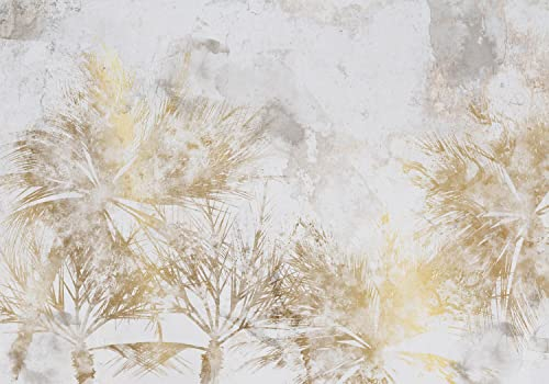 decomonkey Fototapete Abstrakt Palme, 350x256 cm, Steineffekt Grau Gold