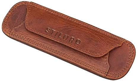 STILORD Schulterpolster Leder mit Druckknöpfen für Schultergurt Gurtpolster Gurtschutz gepolstert Polster Umhängetasche Echtleder Vintage, Farbe:Kara - Cognac