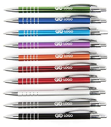 WPRO Kugelschreiber Sarah Metall gravierbar 50 Stück – edles Design, personalisiert mit Name oder Logo – Werbegeschenk für Damen & Herren