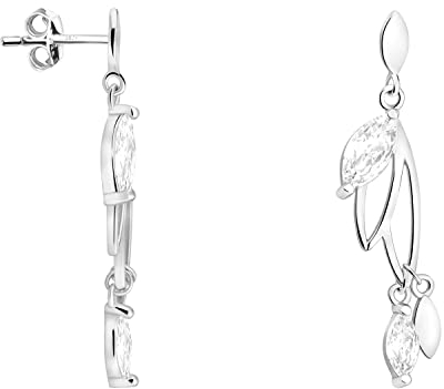 SOFIA MILANI - Damen Ohrringe 925 Silber - mit Zirkonia Steinen - Blätter Zweigen Ohrhänger - E1797