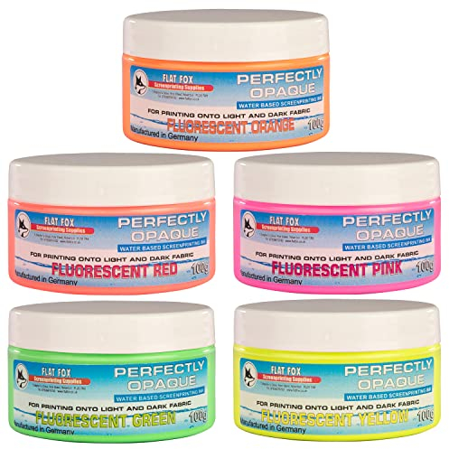 Lot de 5 encres fluorescentes pour sérigraphie 100 g