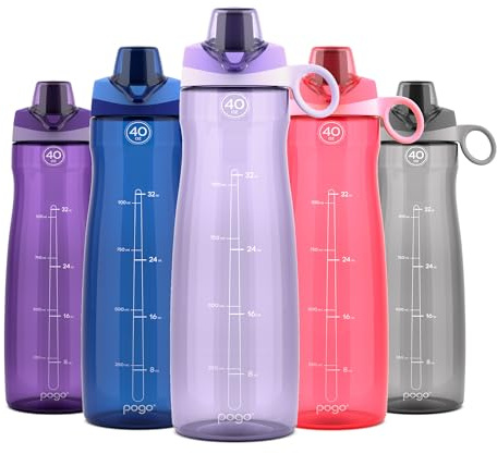 Pogo 40oz Plastic Water Bottle with Chug Lid and Carry Loop, Lilac