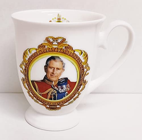 Rainbow Decors HM King Charles III Mug Fine Bone China Royal 300ml Coronation Commemorative Cup Hand Decorated UK