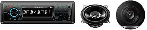 Majestic DAB-443 - Autoradio RDS FM/DAB+ PLL, Bluetooth, Lettore CD/MP3 & Pioneer TS-G1010F Altoparlante auto, Doppio cono, 190 W, Rotondo, Nero
